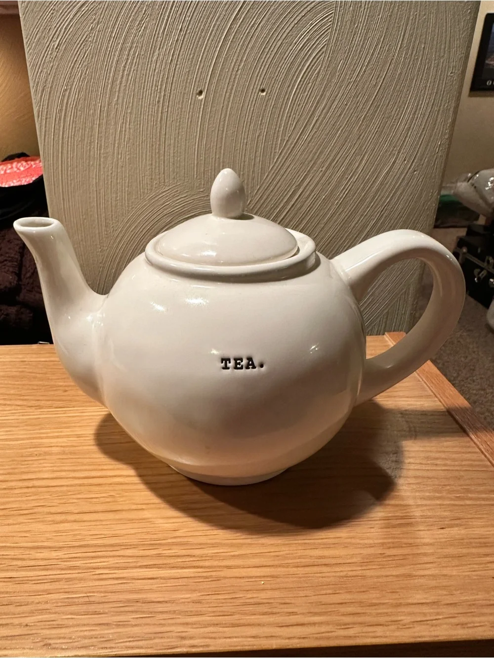 Rae Dunn White Ceramic Tea Pot with Lid - Classic Home Kitchen Teapot
